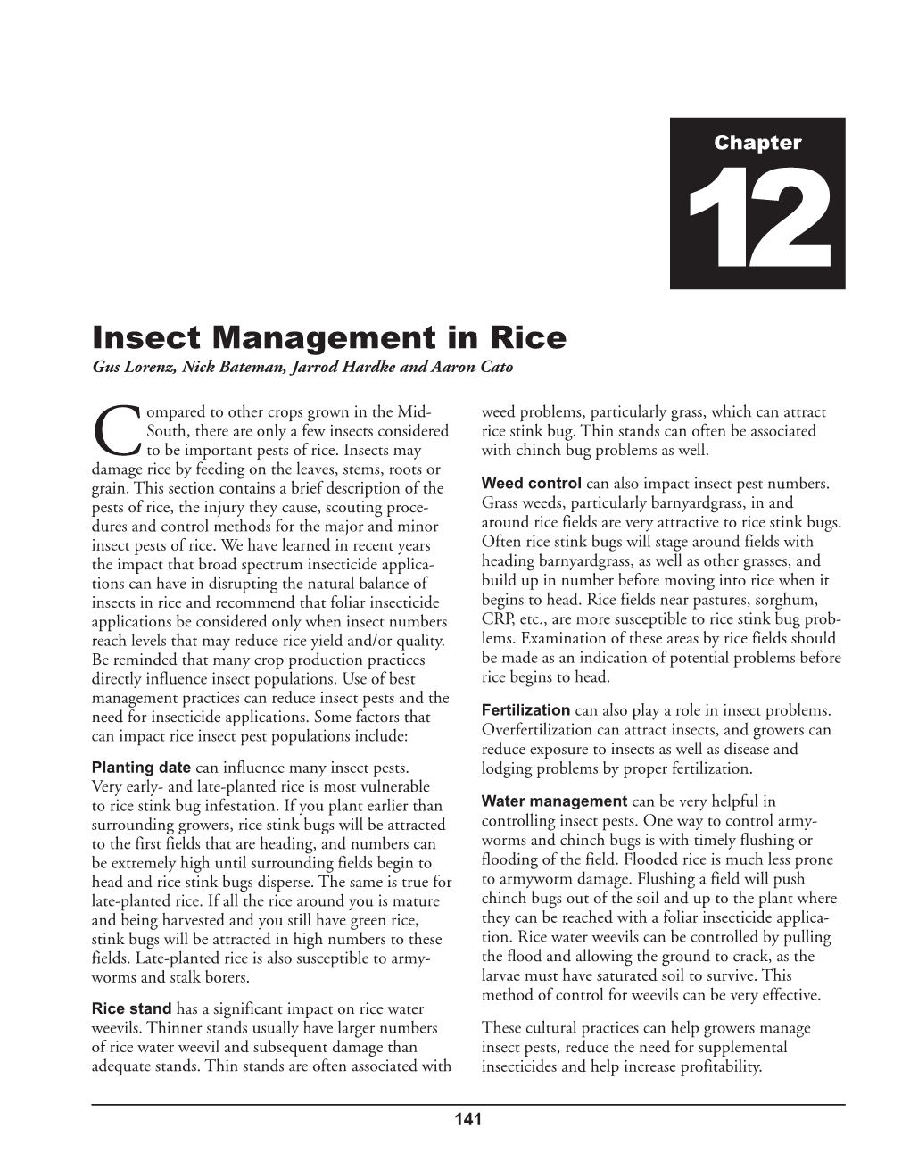 12 – Insect Management in Rice