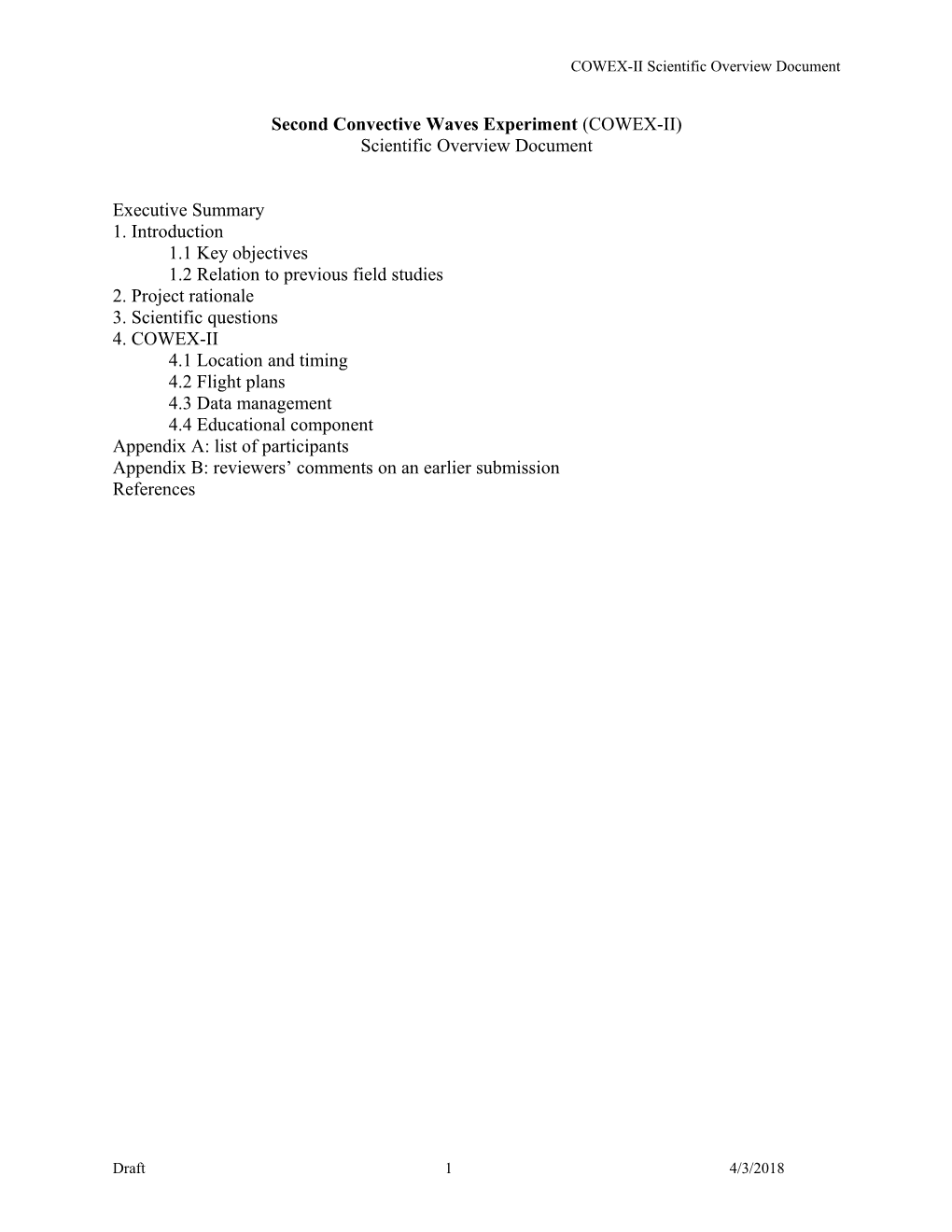 Second Convective Waves Experiment (COWEX-II)