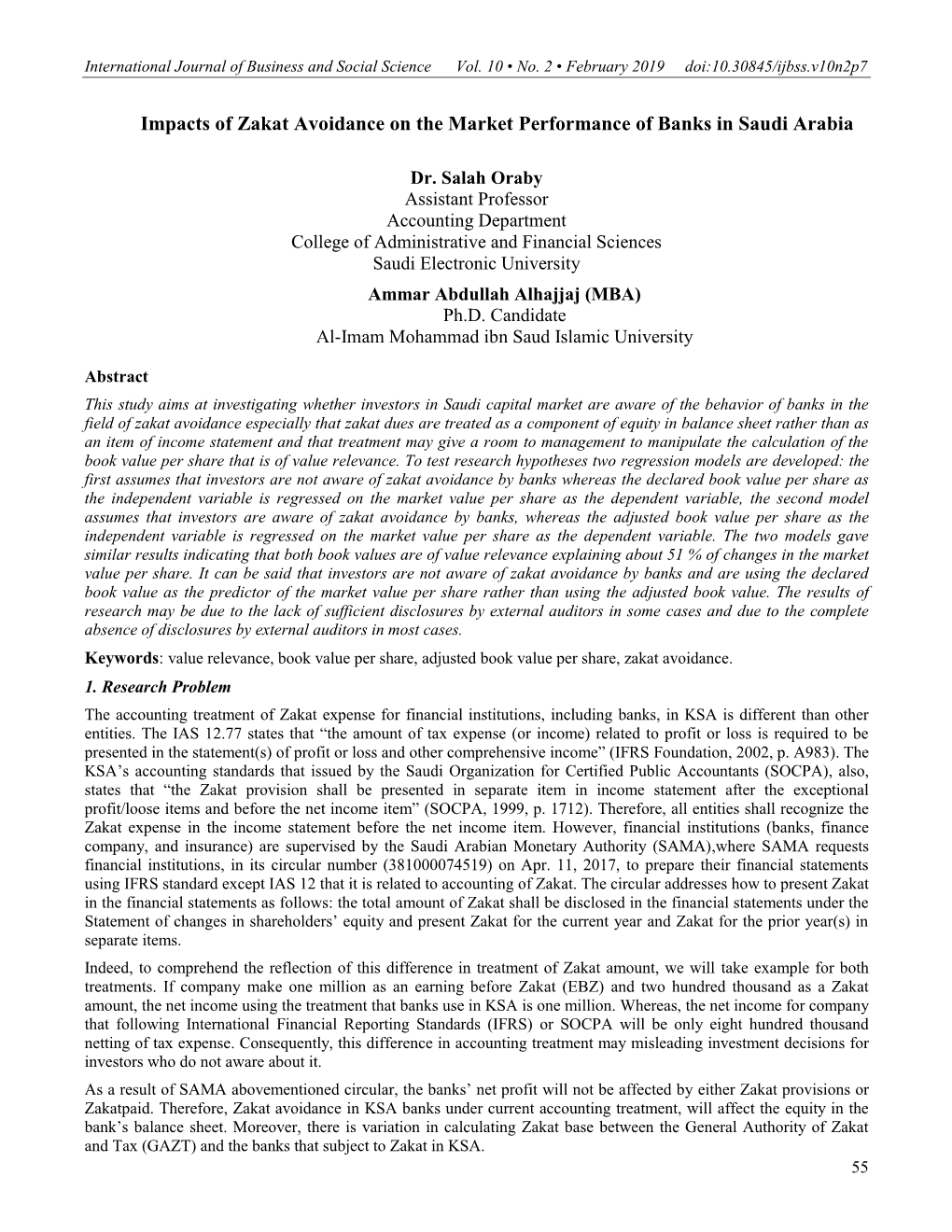 Impacts of Zakat Avoidance on the Market Performance of Banks in Saudi Arabia