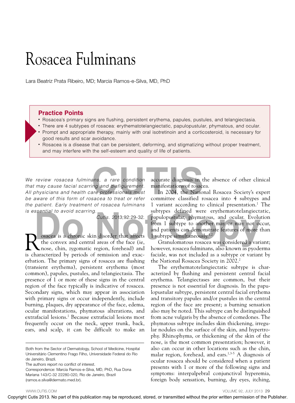 Rosacea Fulminans