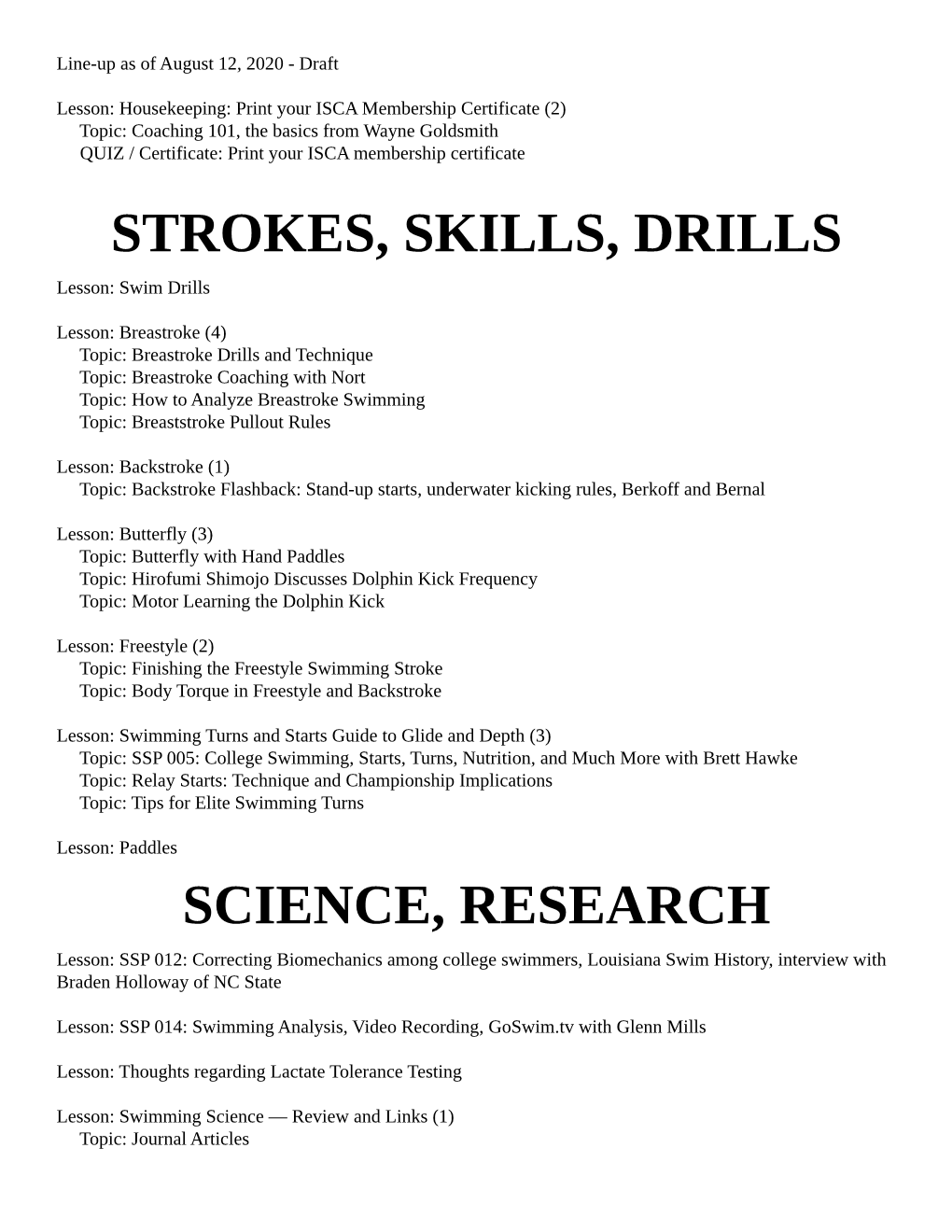Strokes, Skills, Drills Science, Research