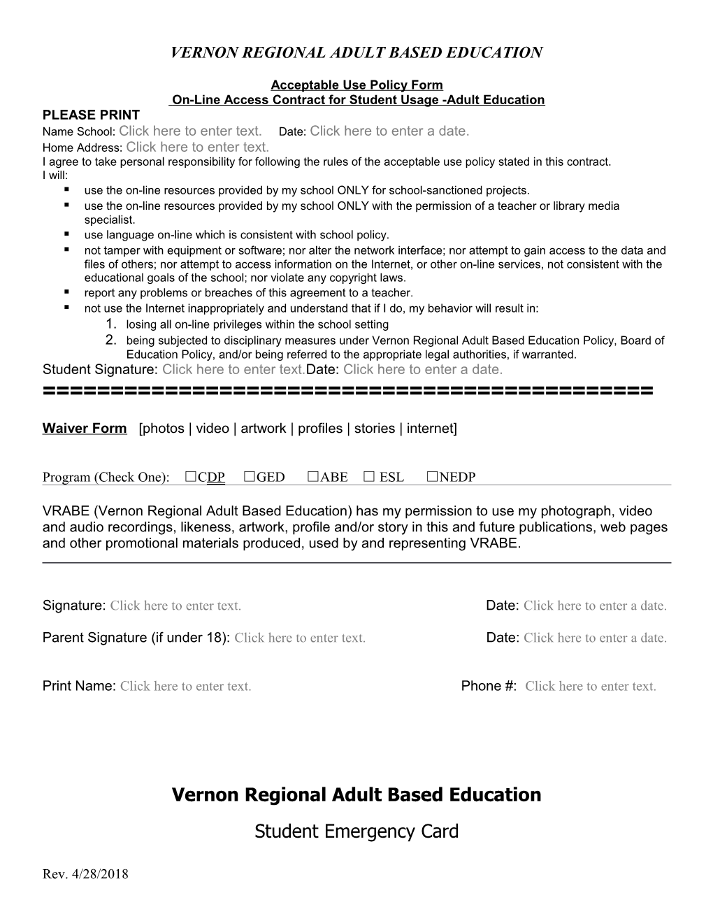 Vernon Regional Adult Based Education