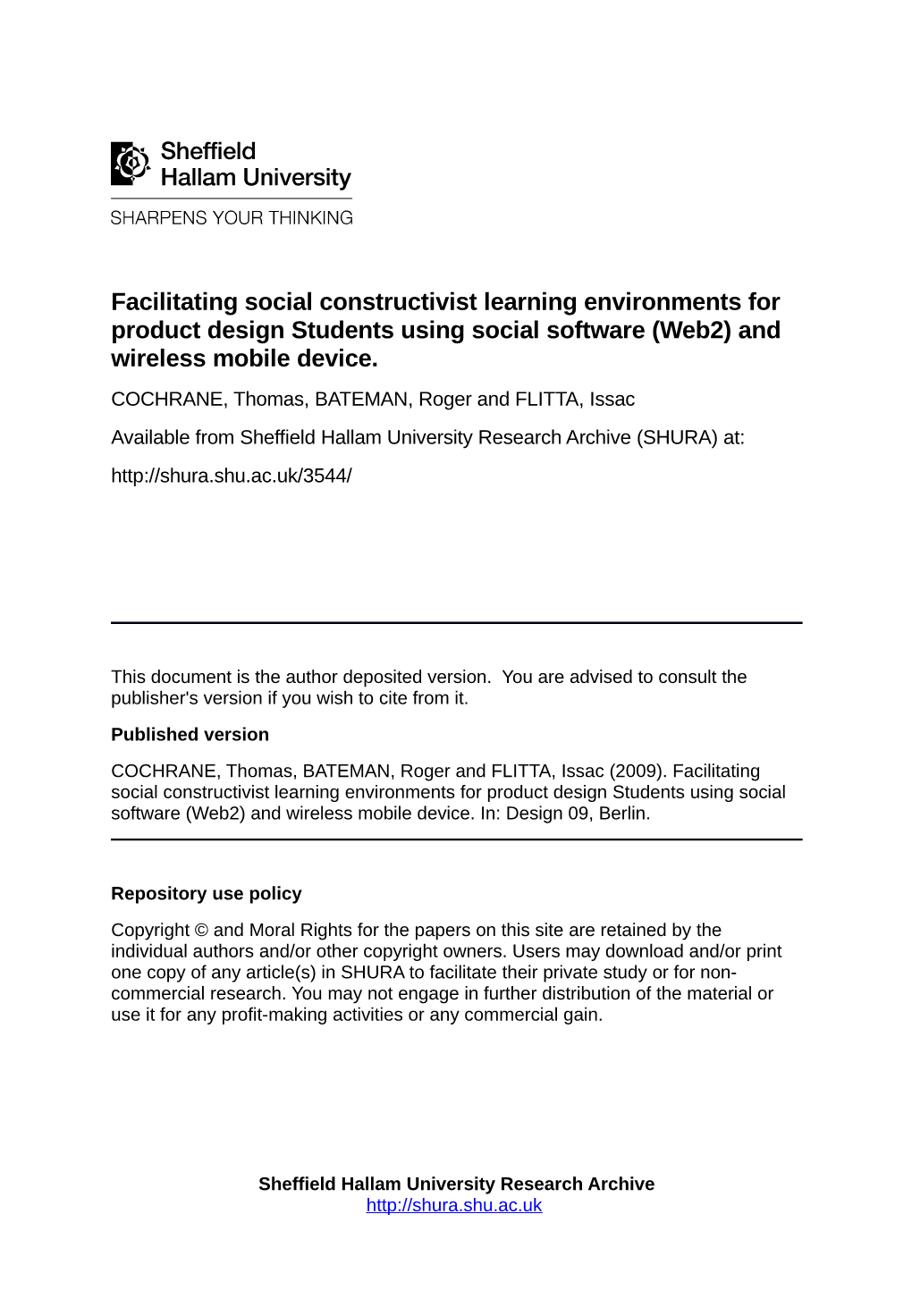 Facilitating Social Constructivist Learning Environments for Product Design Students Using Social Software (Web2) and Wireless Mobile Device