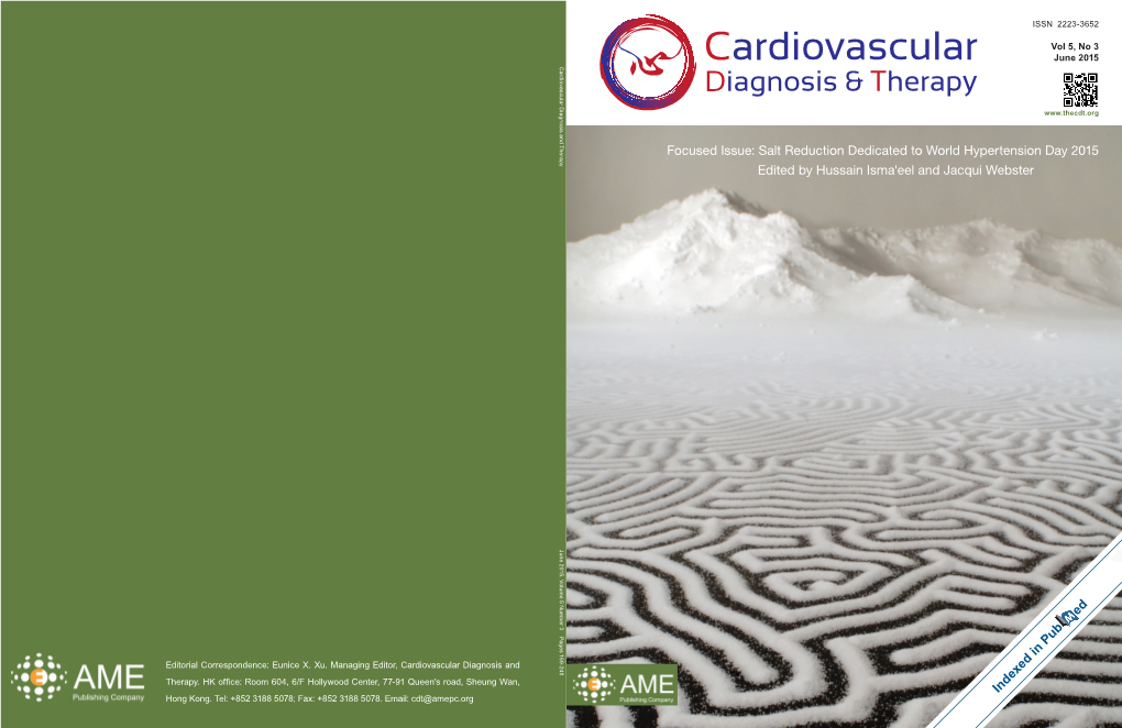 Salt Reduction Dedicated to World Hypertension Day 2015 Edited by Hussain Isma'eel and Jacqui Webster June 2015