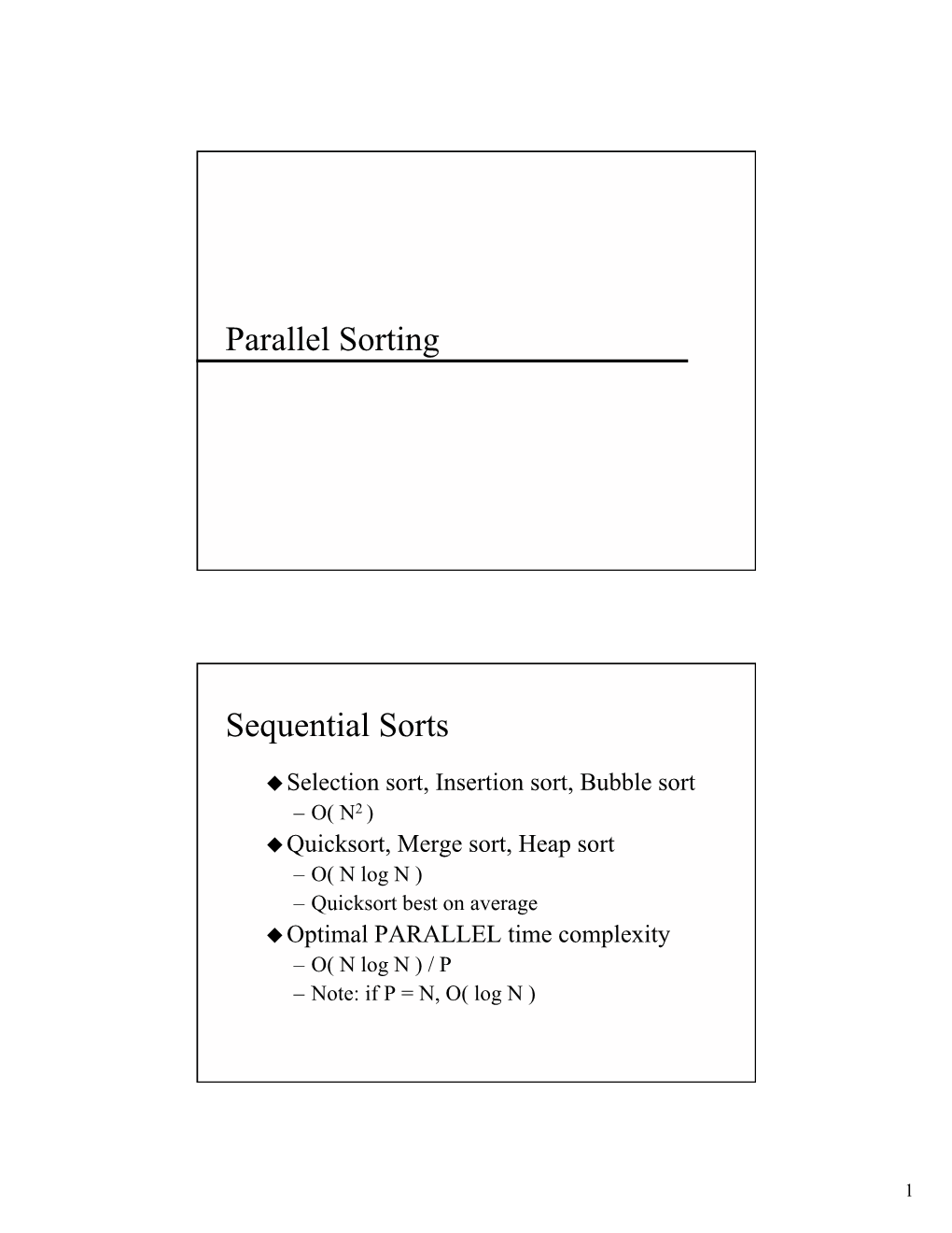 Parallel Sorting Sequential Sorts