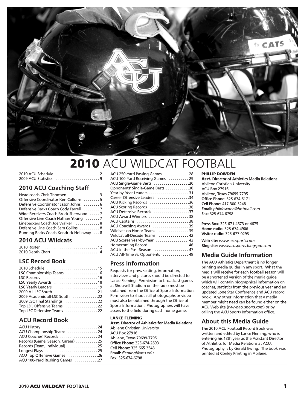 2010 ACU WILDCAT FOOTBALL 2010 ACU Schedule