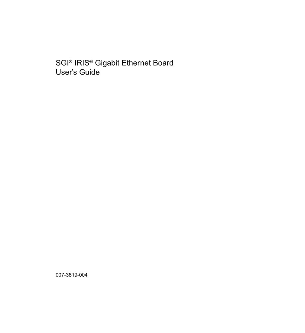 SGI® IRIS® Gigabit Ethernet Board User's Guide