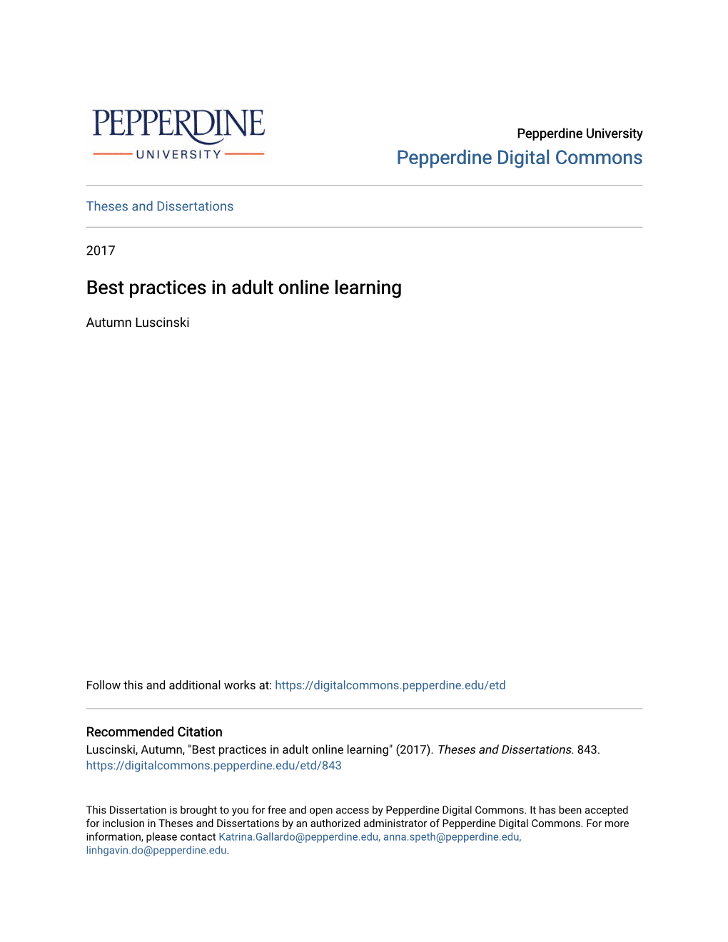 Best Practices in Adult Online Learning