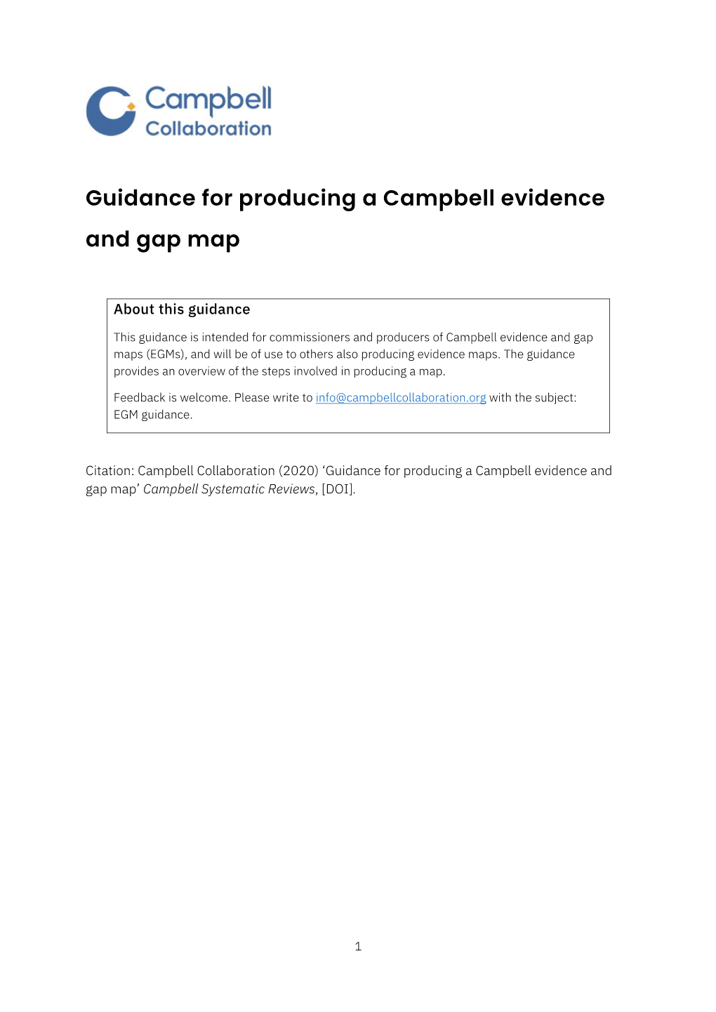Guidance for Producing a Campbell Evidence and Gap Map