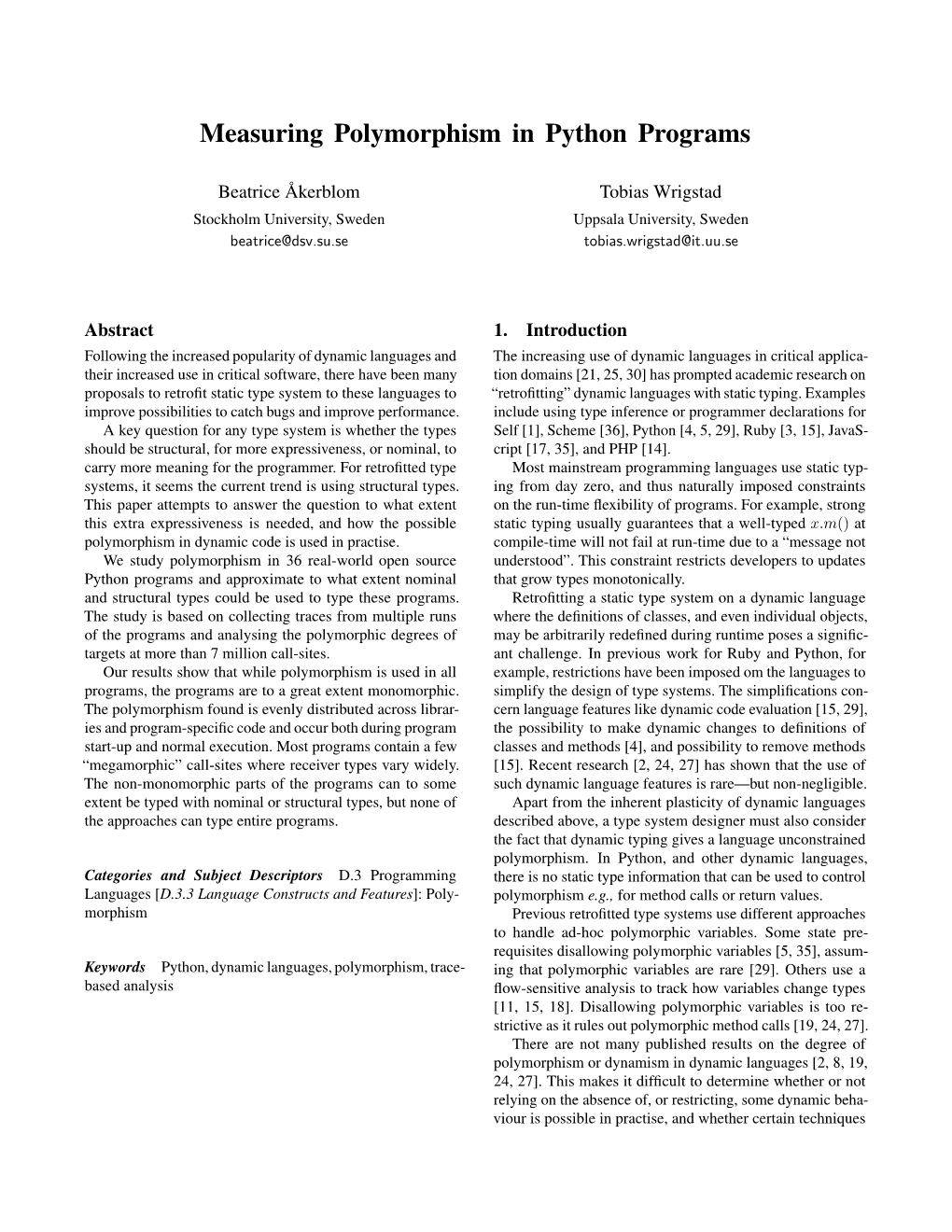 Measuring Polymorphism in Python Programs