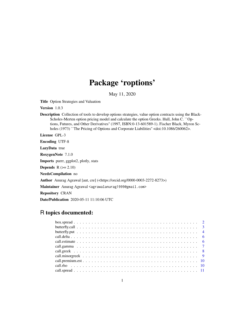 Package 'Roptions'