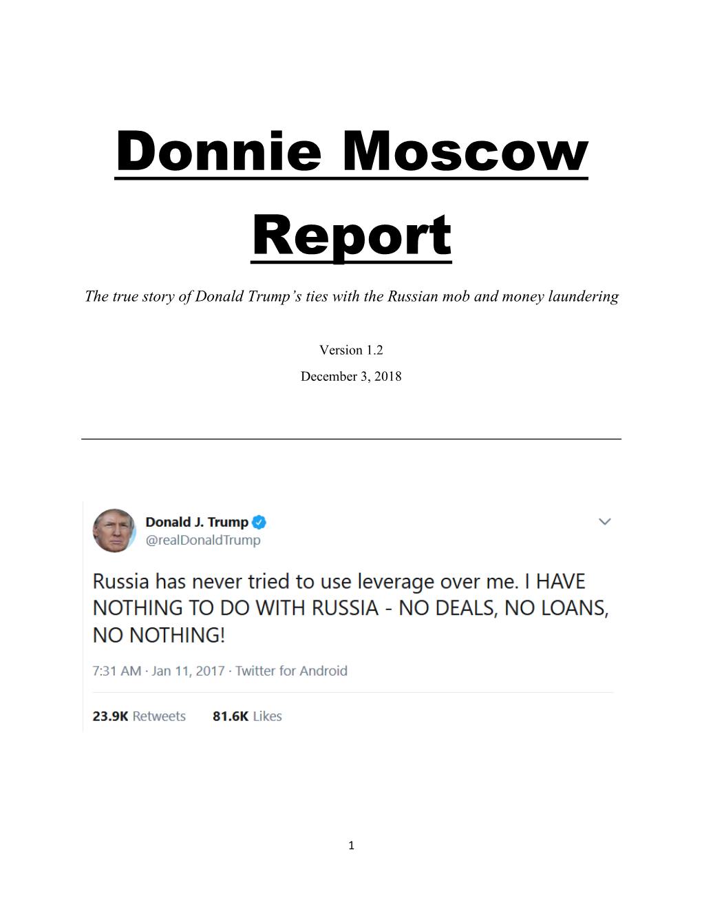 Donnie Moscow Report