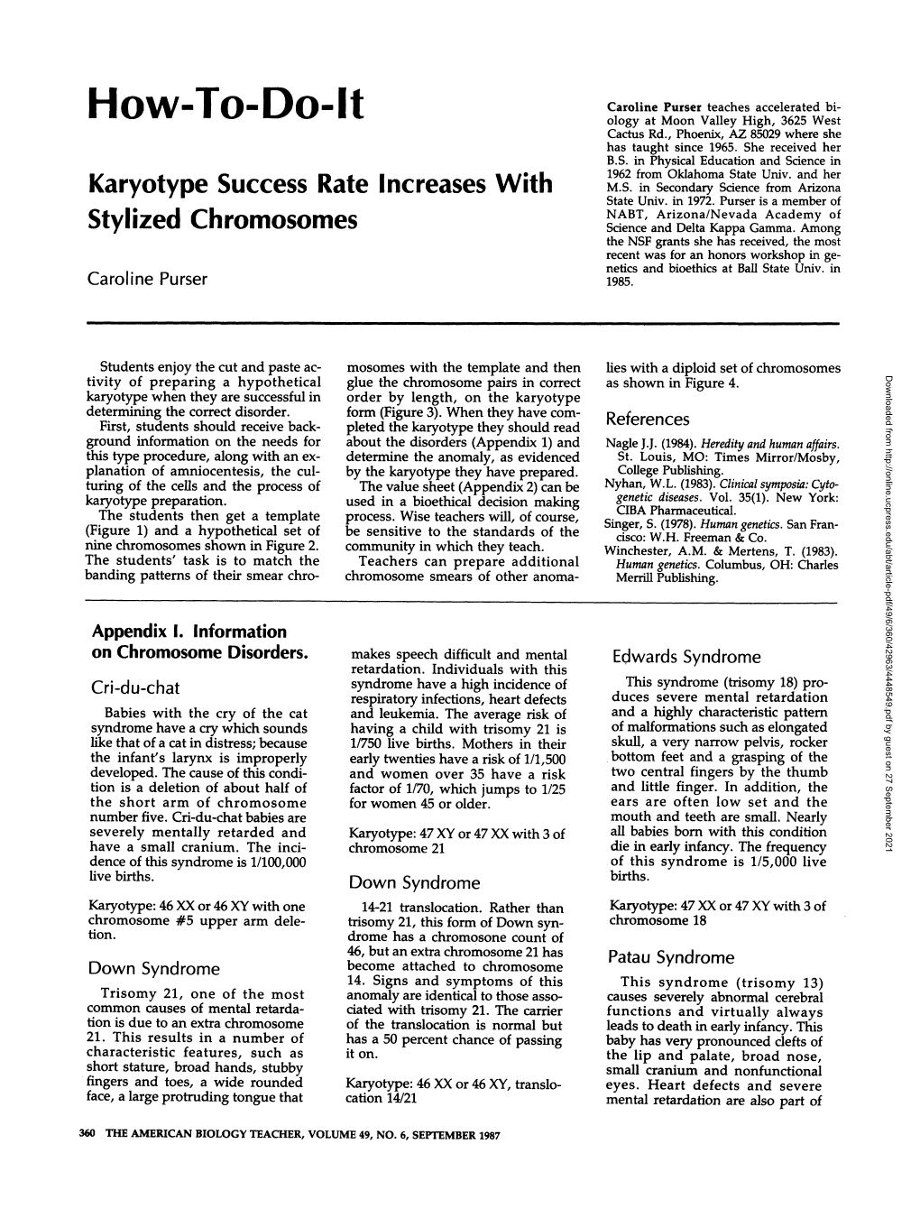 Karyotype Success Rate Increases with Stylized Chromosomes