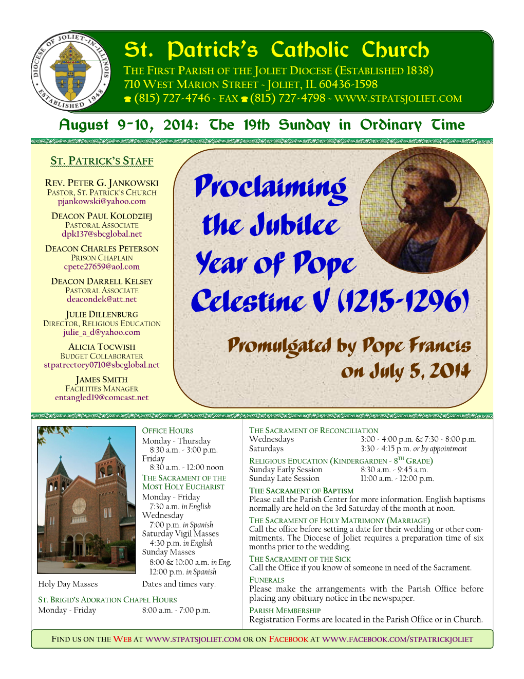 Proclaiming the Jubilee Year of Pope Celestine V