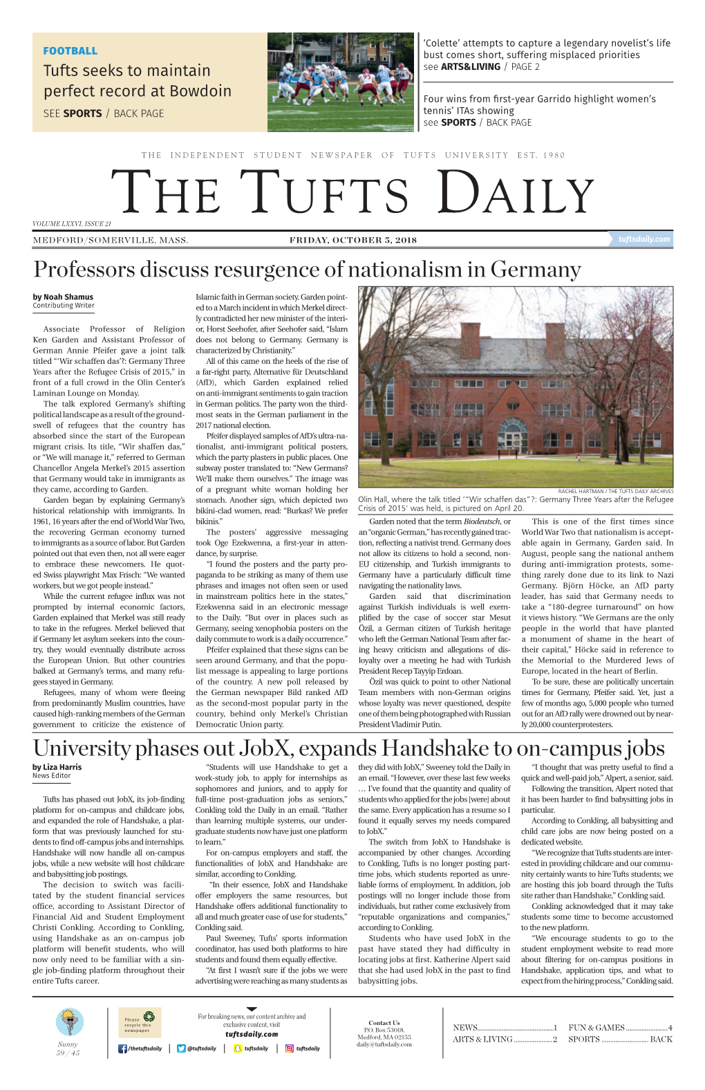 The Tufts Daily Volume Lxxvi, Issue 21