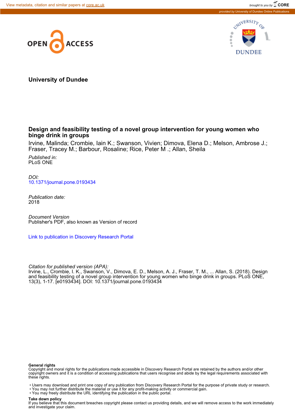 University of Dundee Design and Feasibility Testing of a Novel Group
