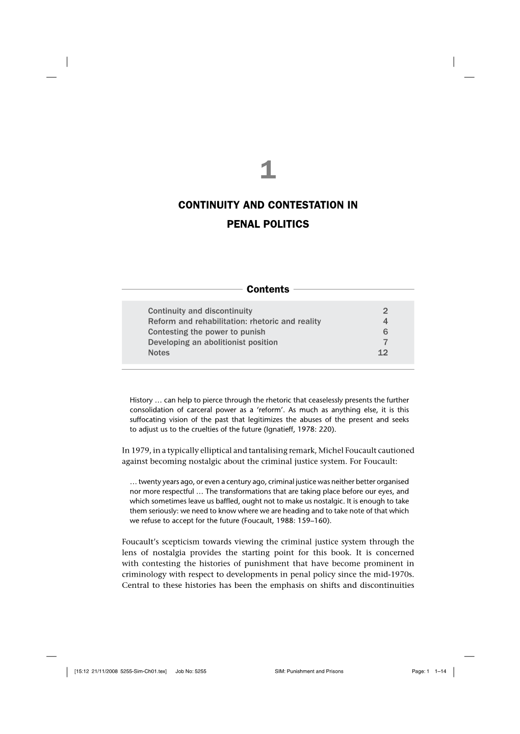 CONTINUITY and CONTESTATION in PENAL POLITICS Contents