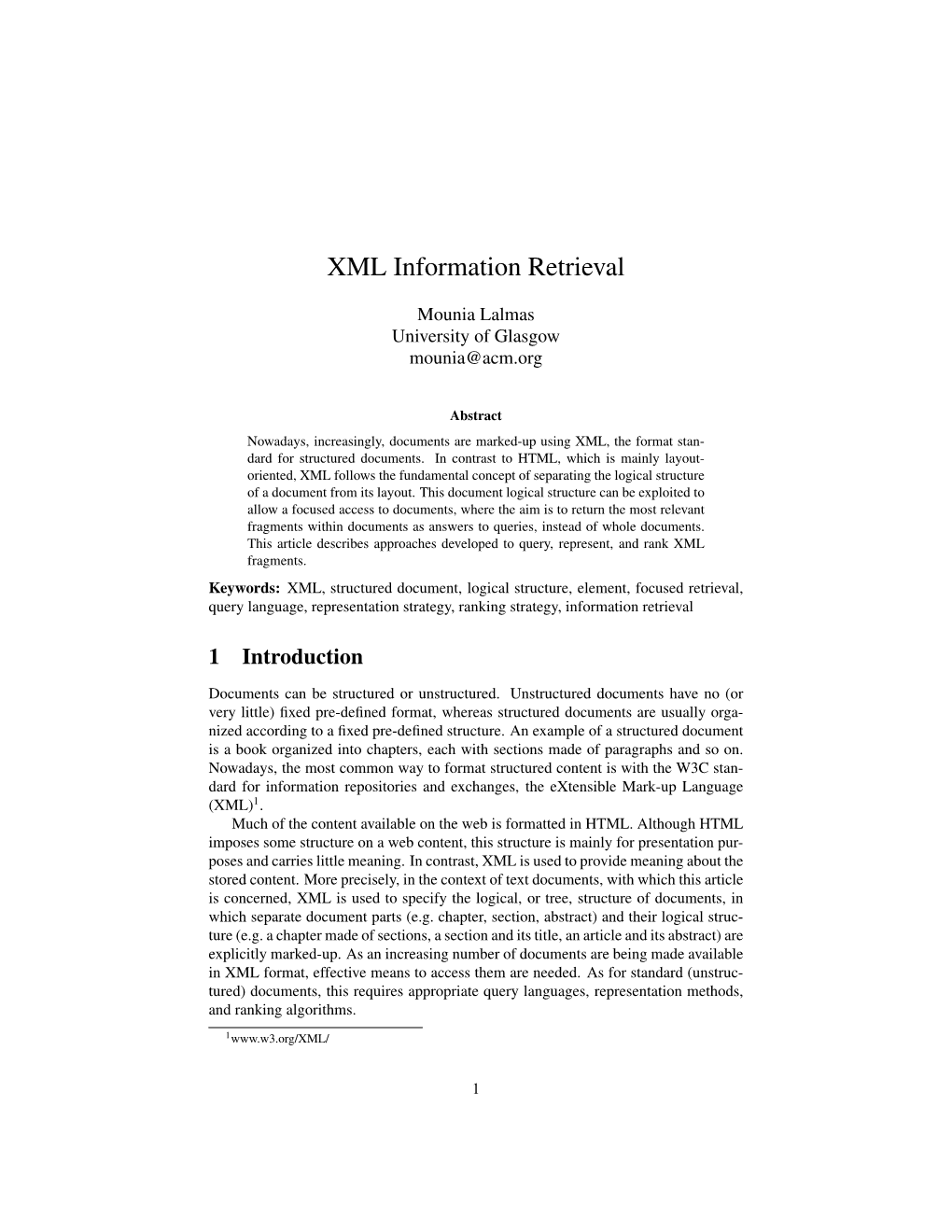 XML Information Retrieval