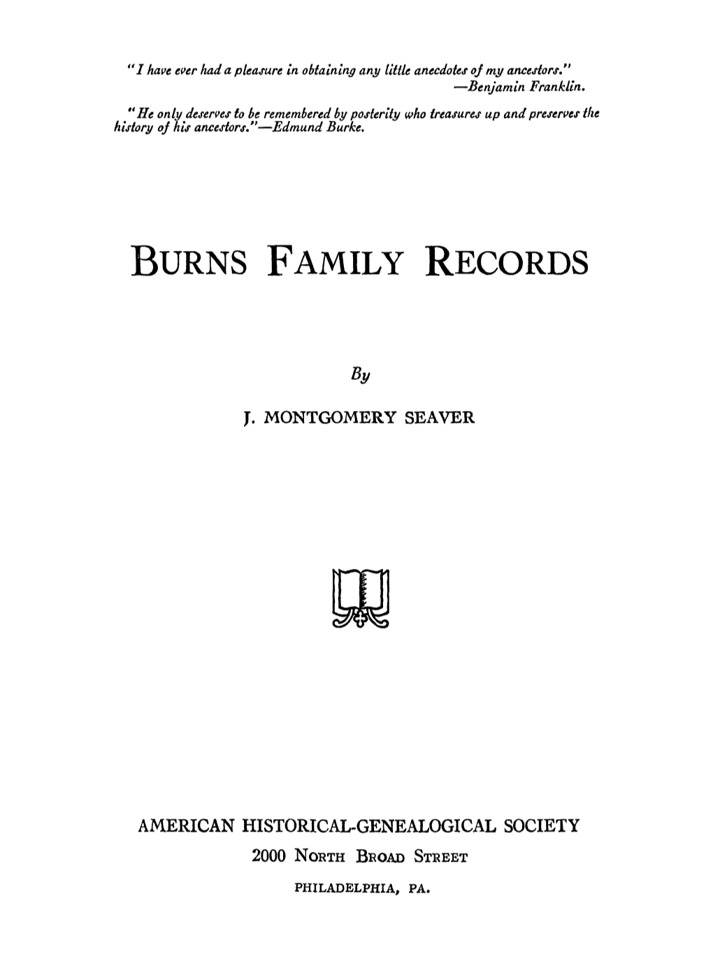 Burns Family Records