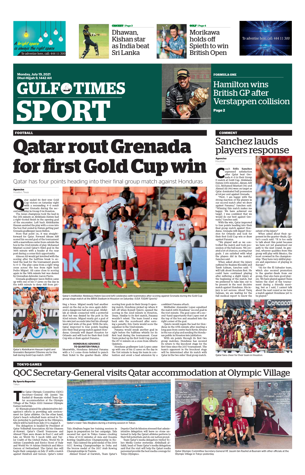 SPORT Page 2 FOOTBALL COMMENT Sanchez Lauds Qatar Rout Grenada Players Response Agencies Houston