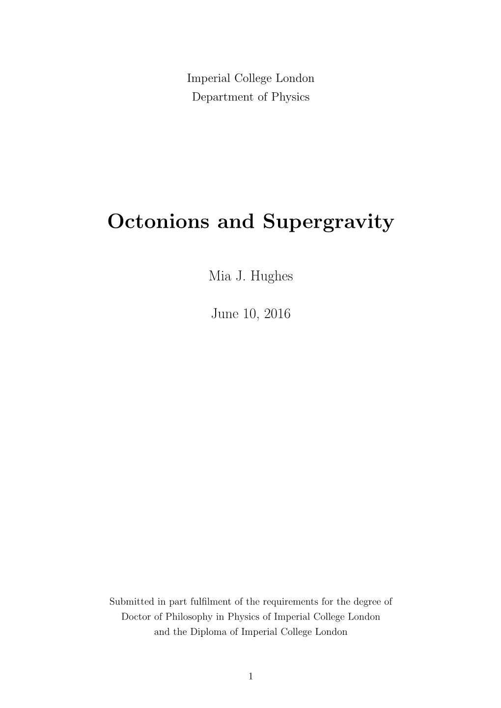 Octonions and Supergravity