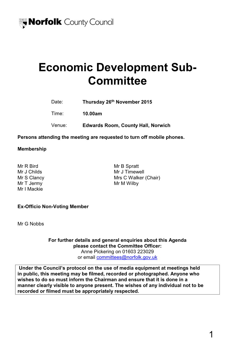 Economic Development Sub- Committee