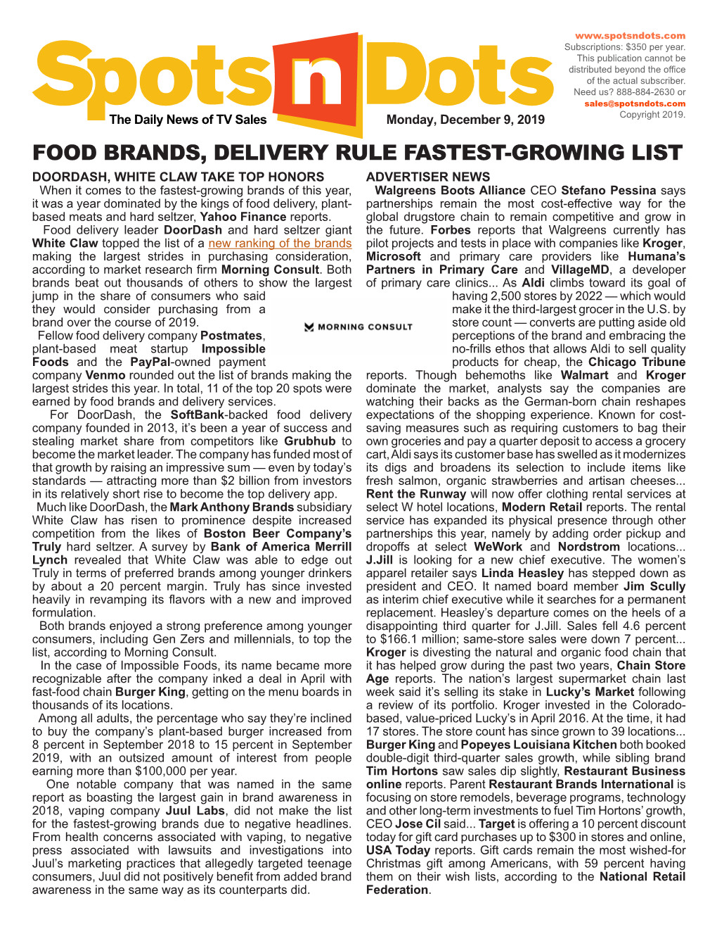 Food Brands, Delivery Rule Fastest-Growing List