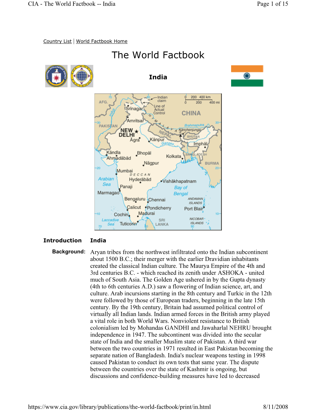 The World Factbook -- India Page 1 of 15