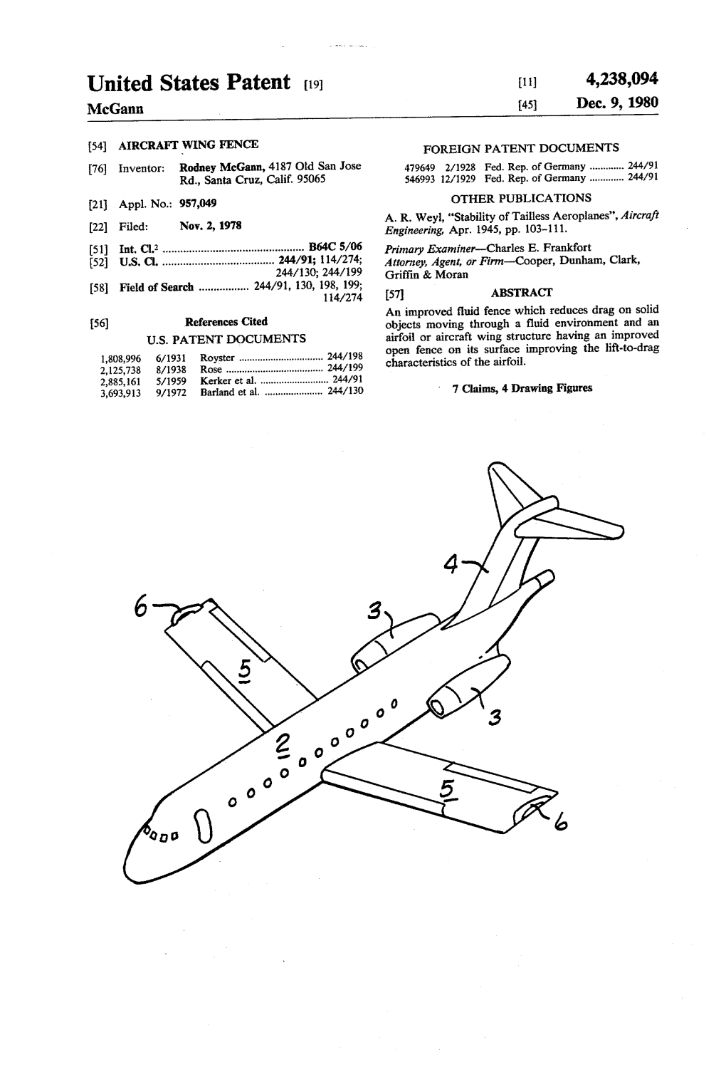 United States Patent (19) 11) 4,238,094 Mcgann 45 Dec