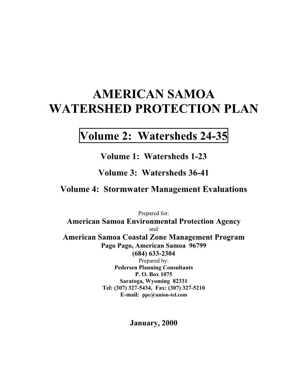 American Samoa Watershed Protection Plan