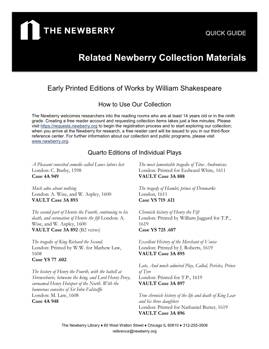 Related Newberry Collection Materials