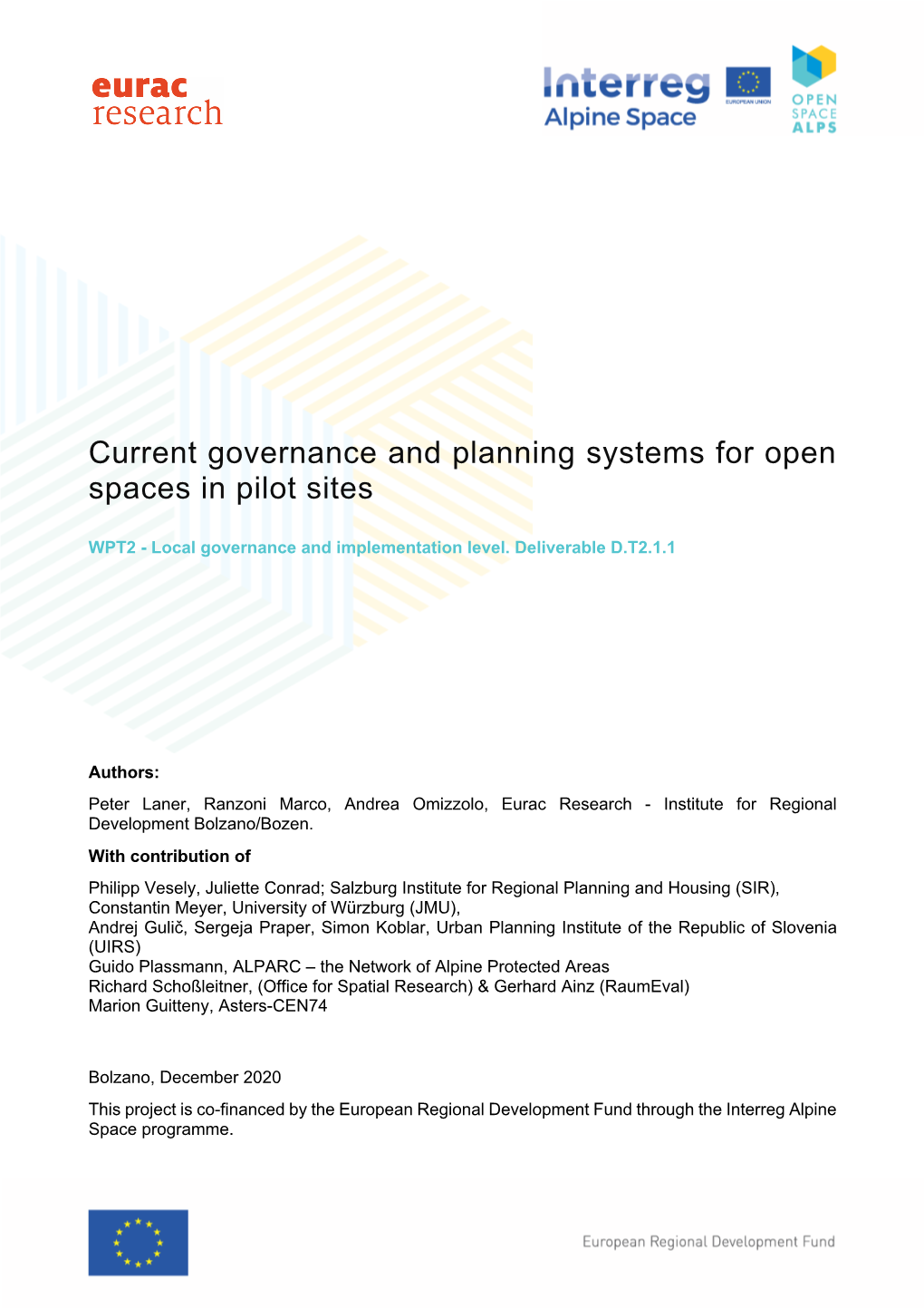 D.T2.1.1 Governance and Planning Systems in Pilot Sites