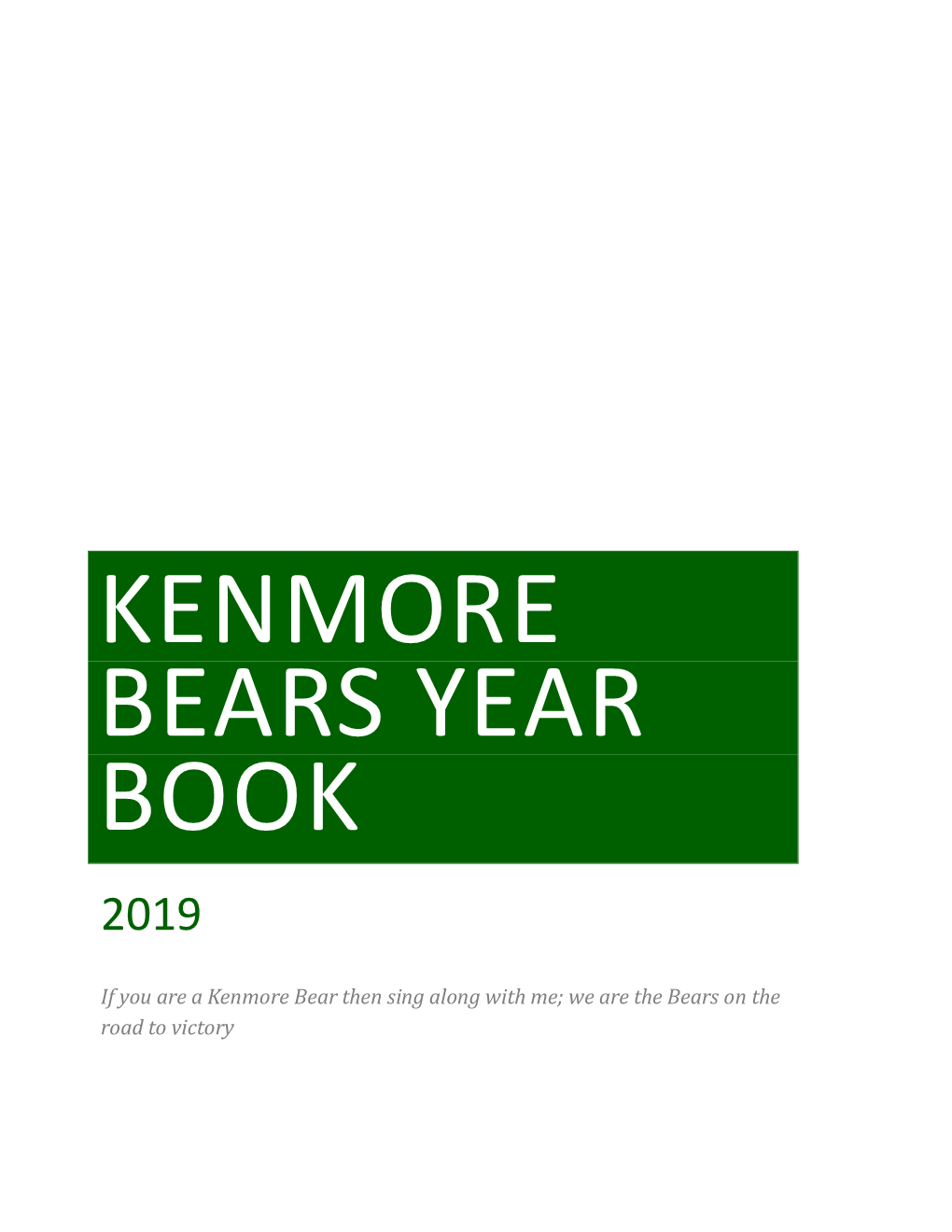 Kenmore Bears Year Book 2019