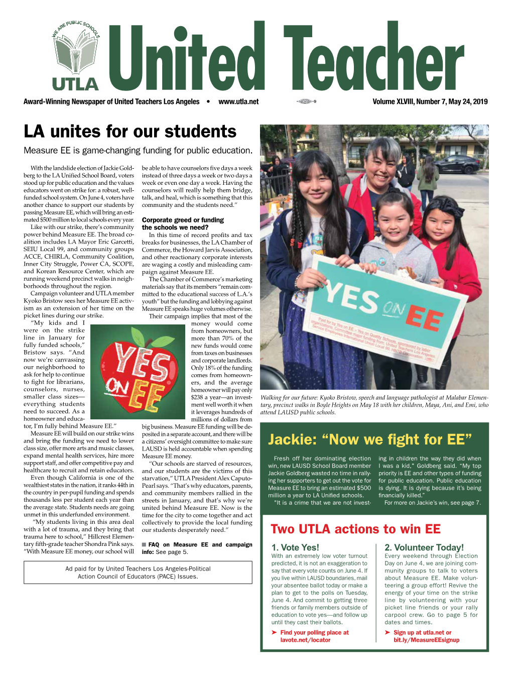 LA Unites for Our Students Measure EE Is Game-Changing Funding for Public Education