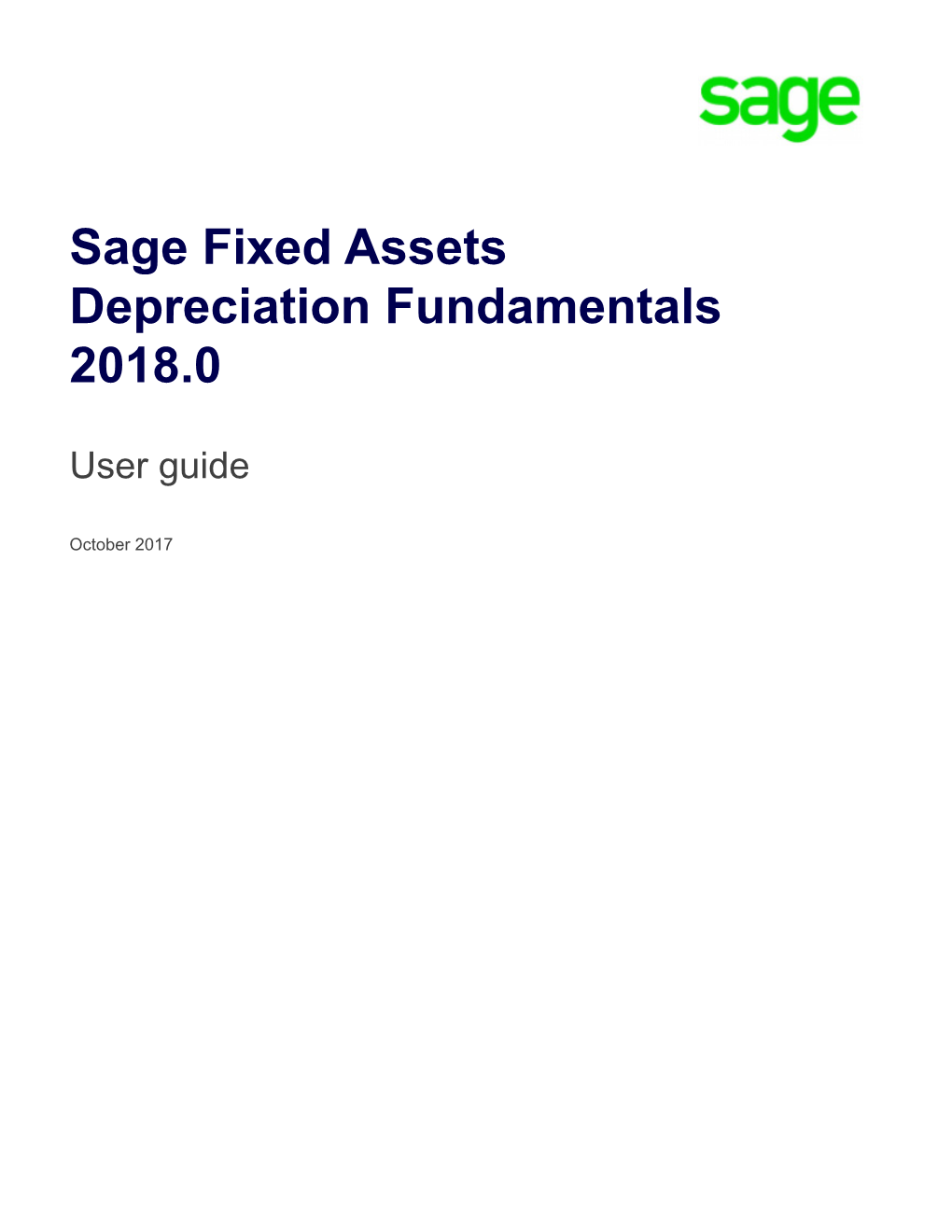 Sage Fixed Assets Depreciation Fundamentals 2018.0