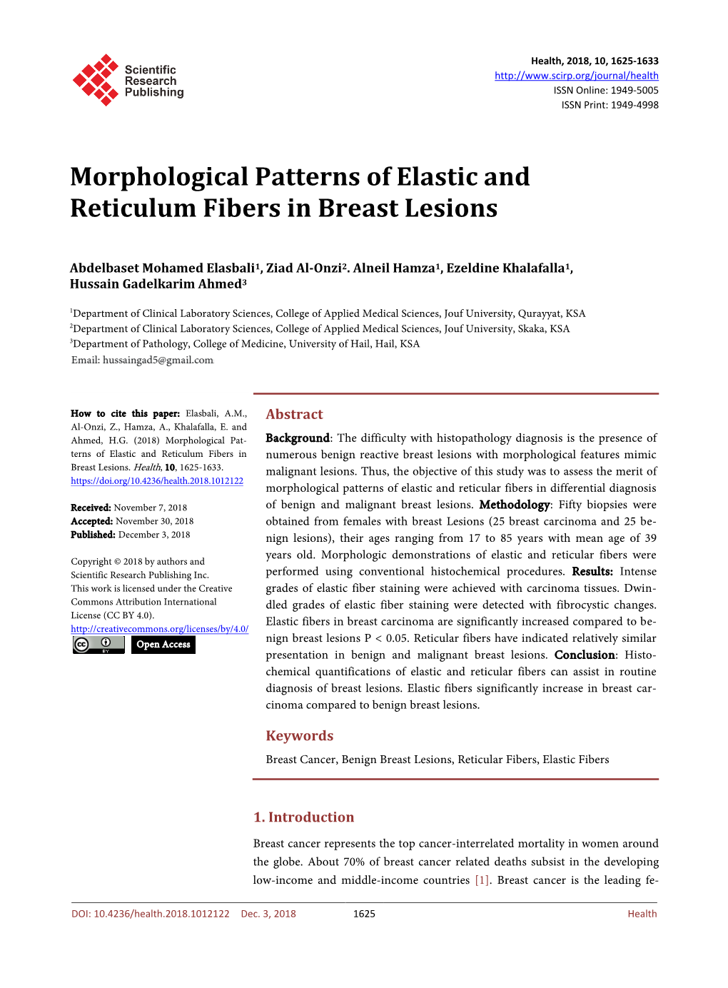 Morphological Patterns of Elastic and Reticulum Fibers in Breast Lesions