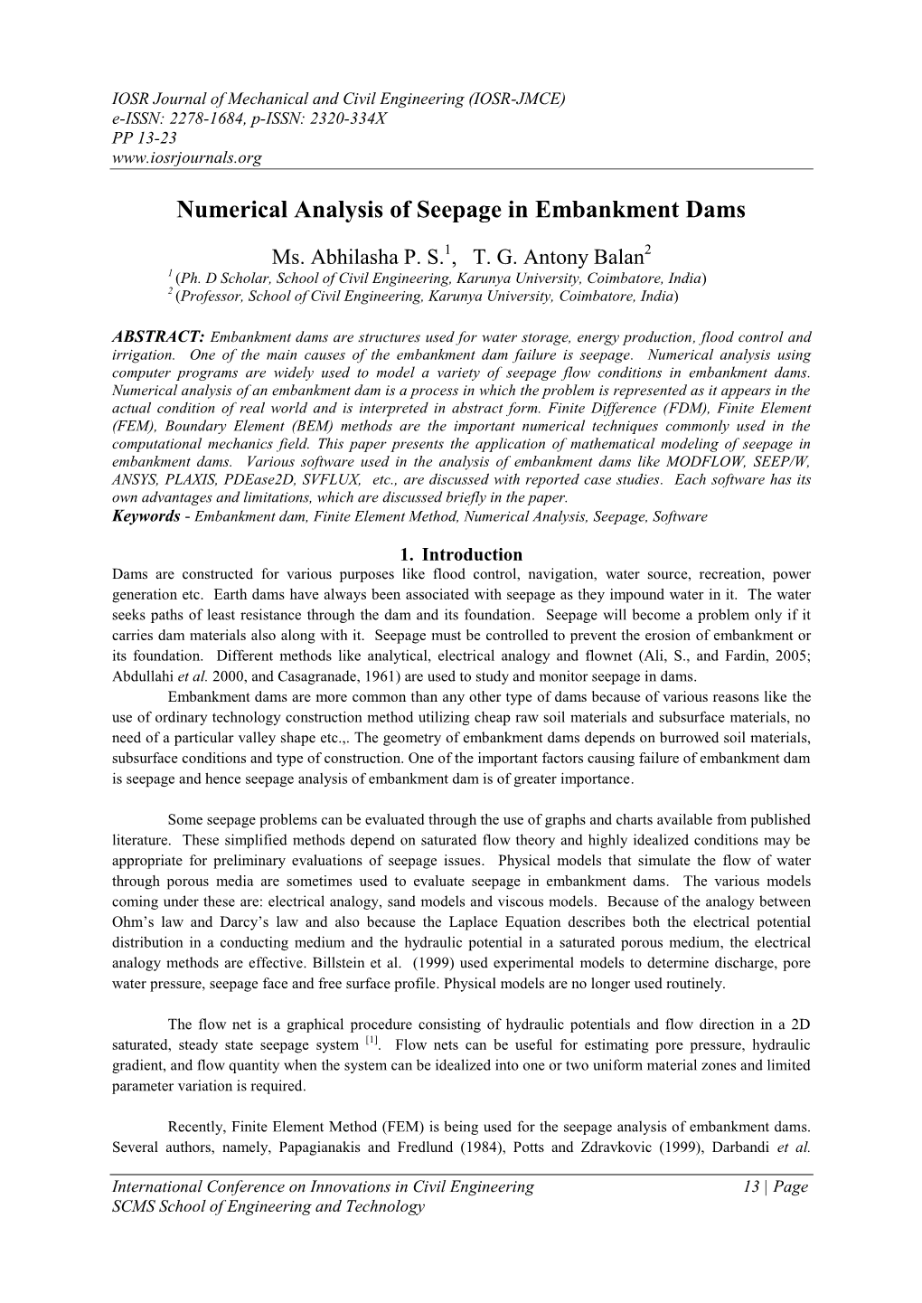 Numerical Analysis of Seepage in Embankment Dams