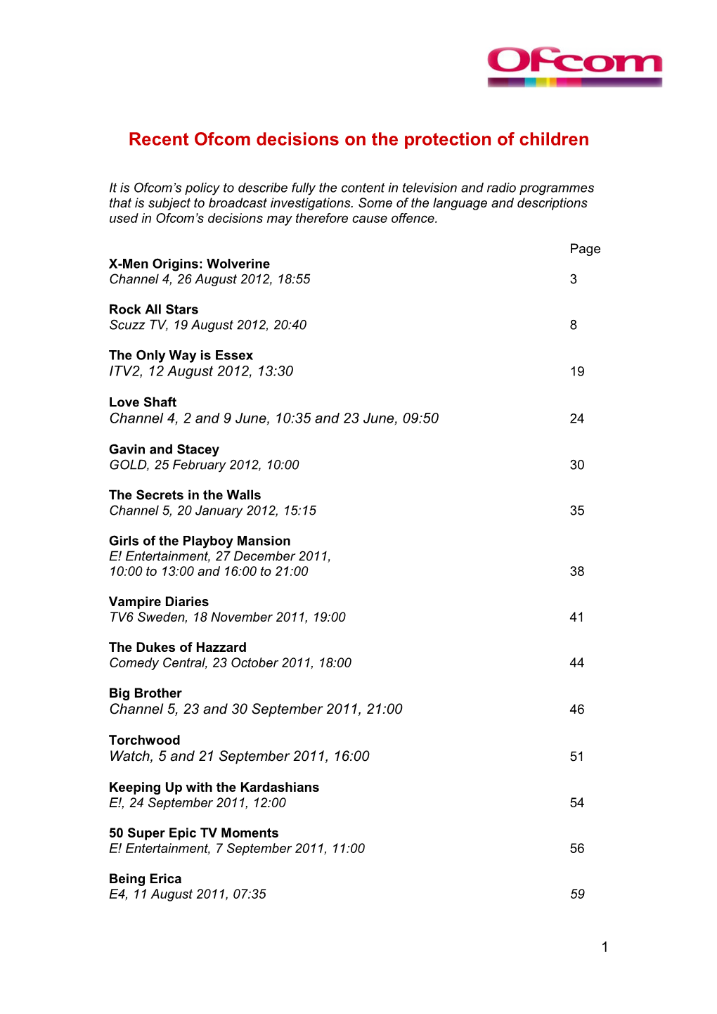 Recent Ofcom Decisions on the Protection of Children