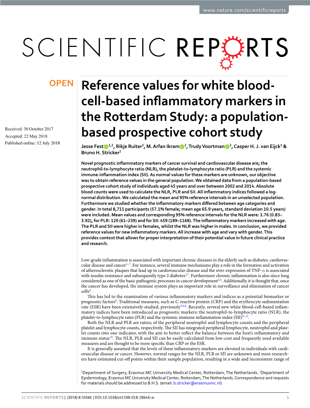Cell-Based Inflammatory Markers in the Rotterdam Study: a Population