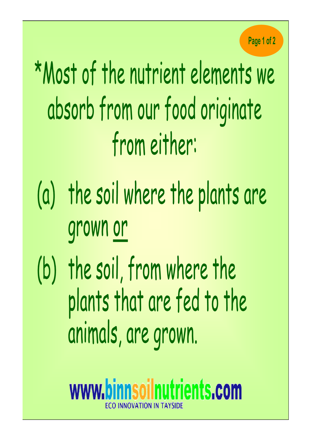 Most of the Nutrient Elements We Absorb from Our