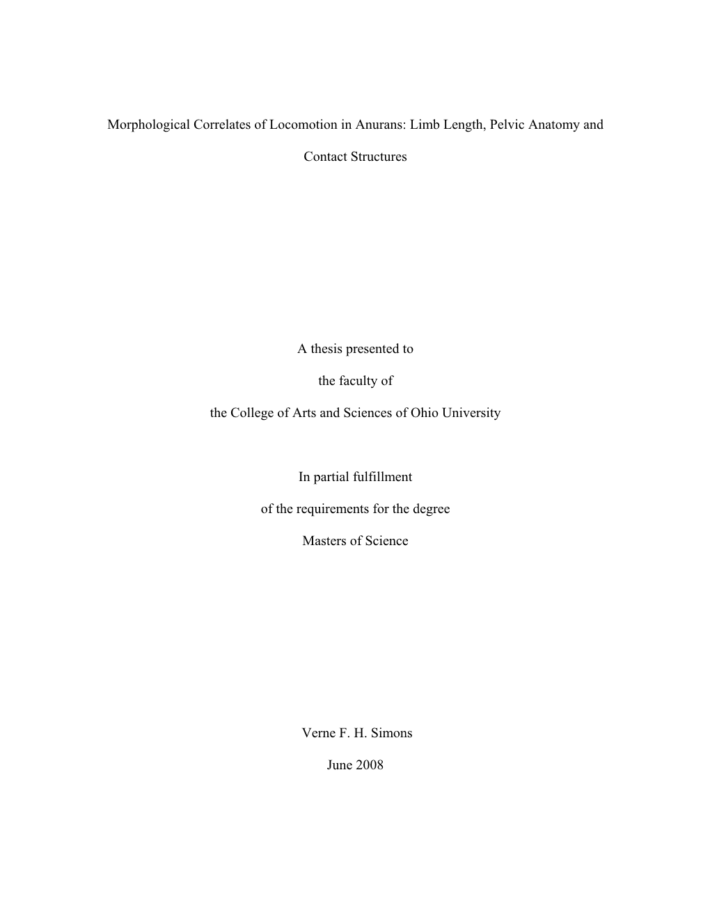 Morphological Correlates of Locomotion in Anurans: Limb Length, Pelvic Anatomy And