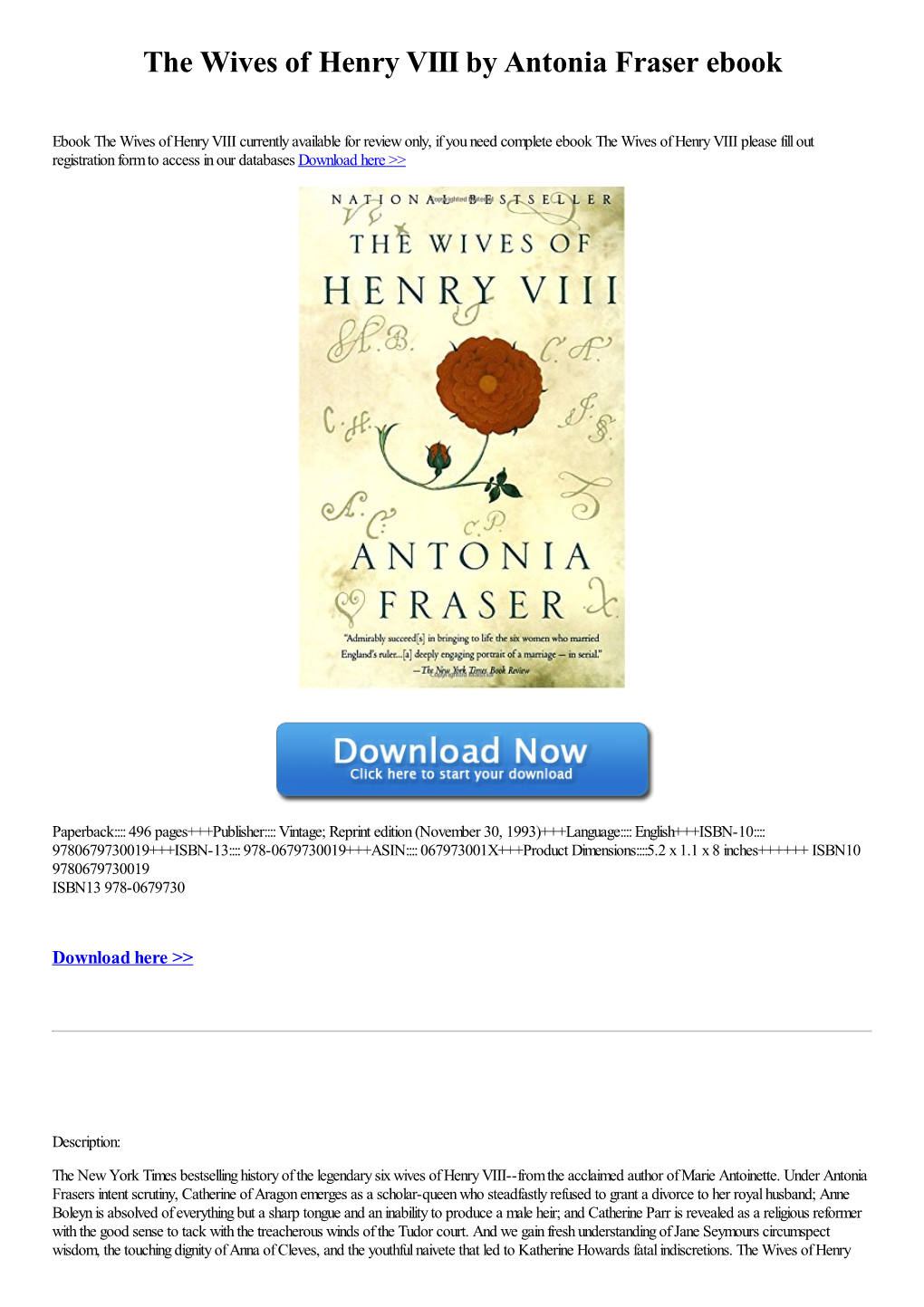 The Wives of Henry VIII by Antonia Fraser Ebook