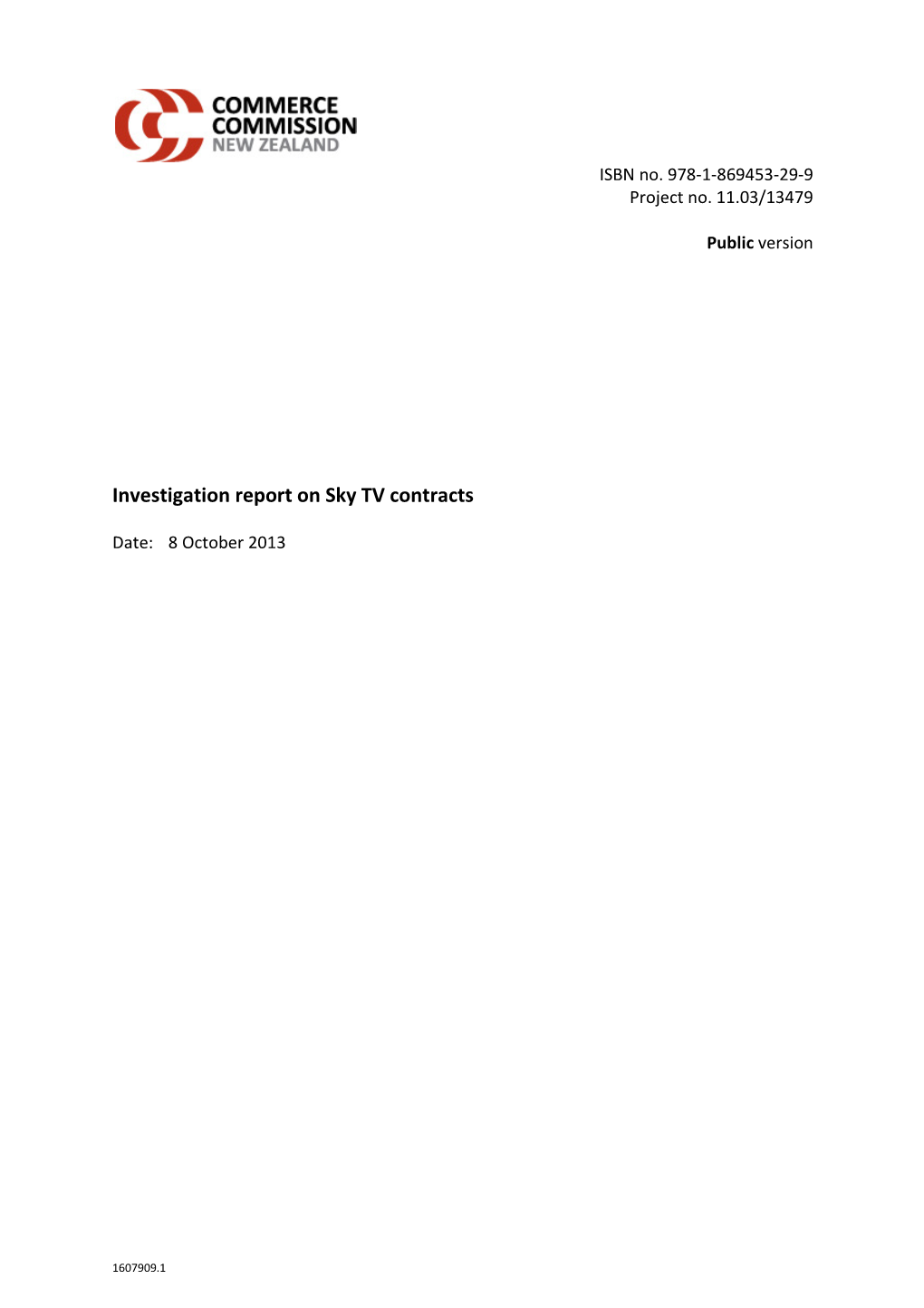 Investigation Report on Sky TV Contracts