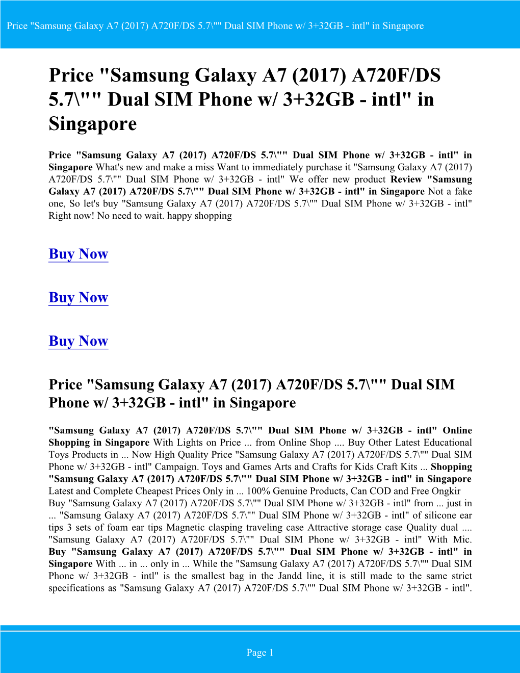 Price "Samsung Galaxy A7 (2017) A720F/DS 5.7\"" Dual SIM Phone W/ 3+32GB - Intl" in Singapore
