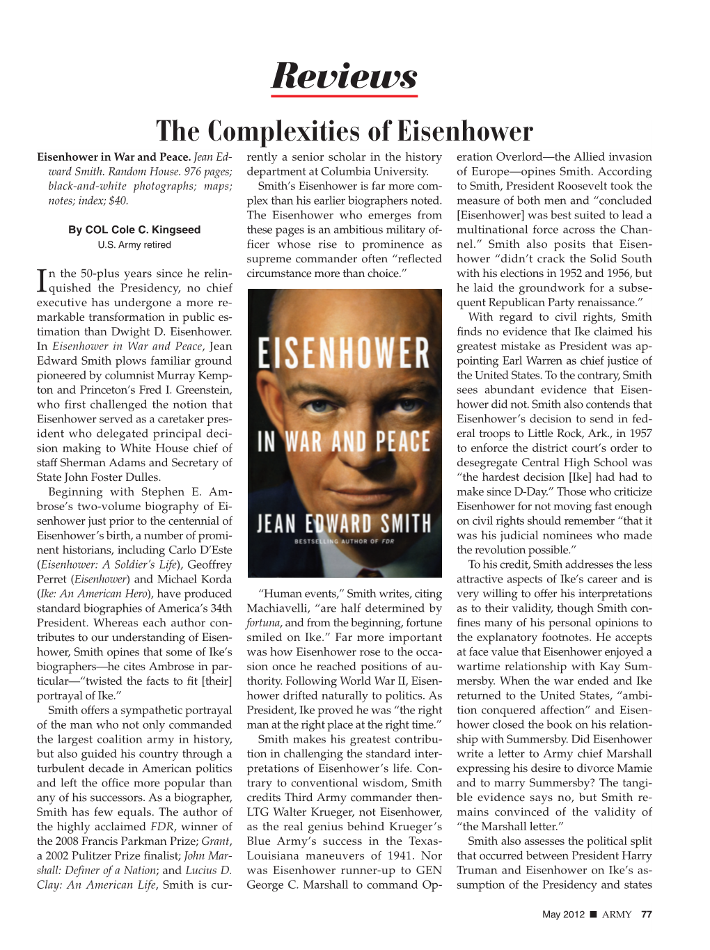 Reviews the Complexities of Eisenhower Eisenhower in War and Peace