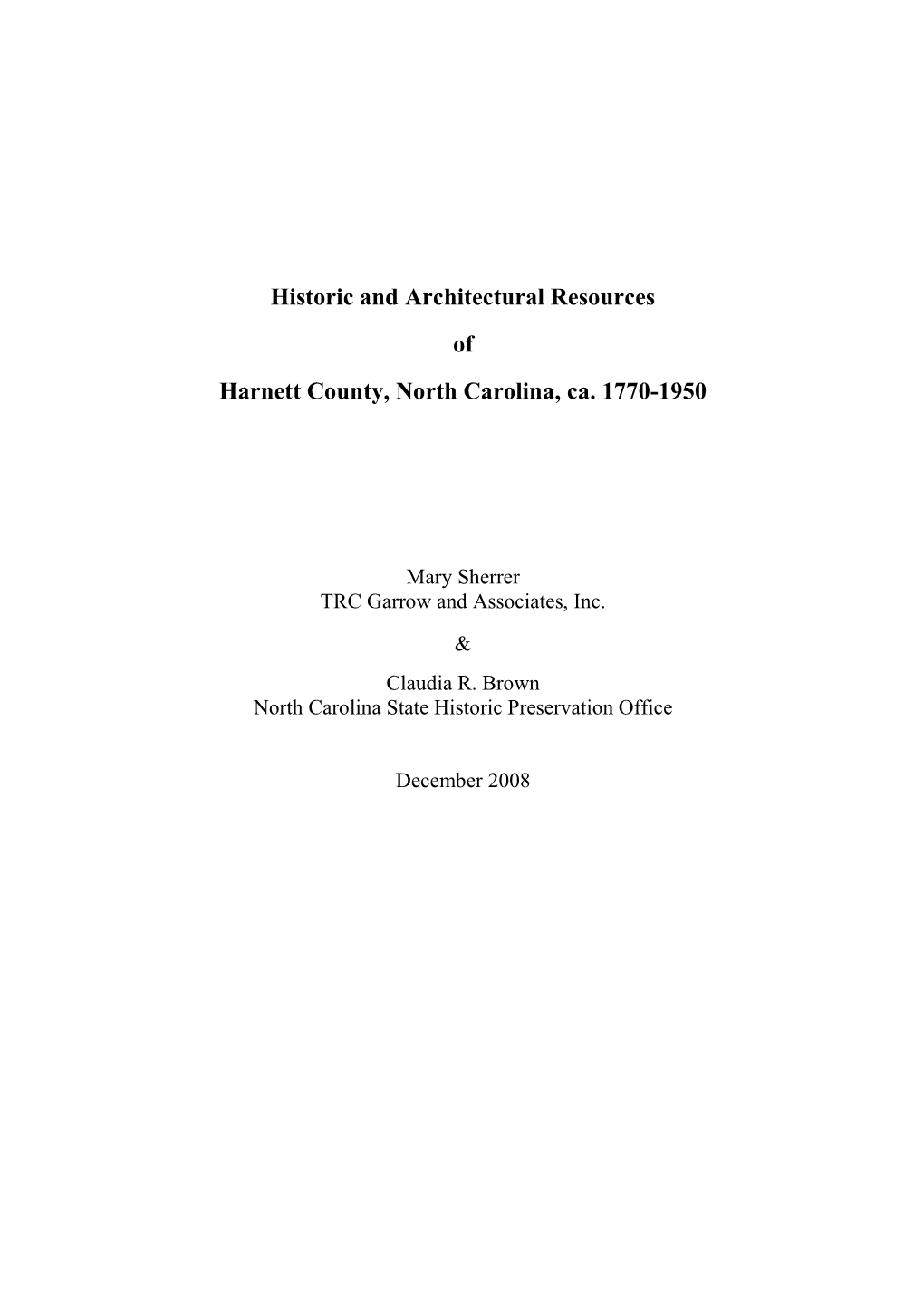 Harnett County Survey, 2008