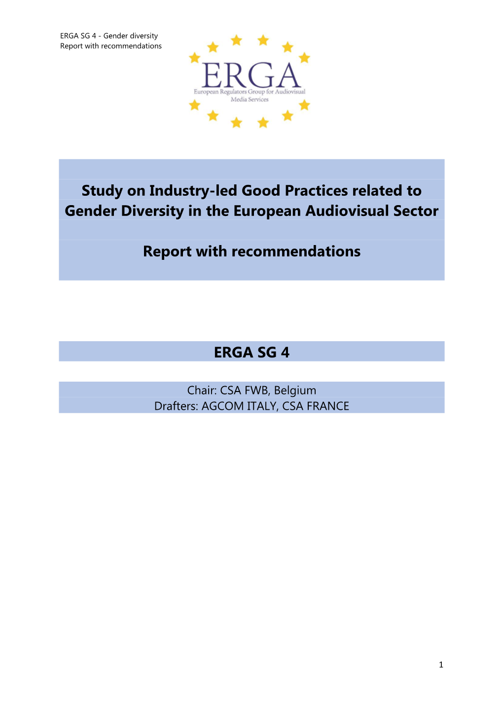 Study on Industry-Led Good Practices Related to Gender Diversity in the European Audiovisual Sector