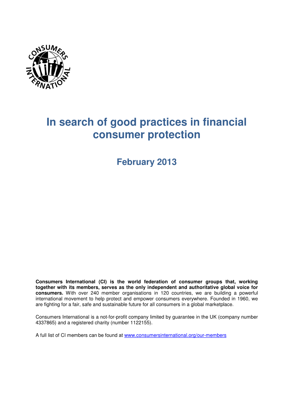 In Search of Good Practices in Financial Consumer Protection