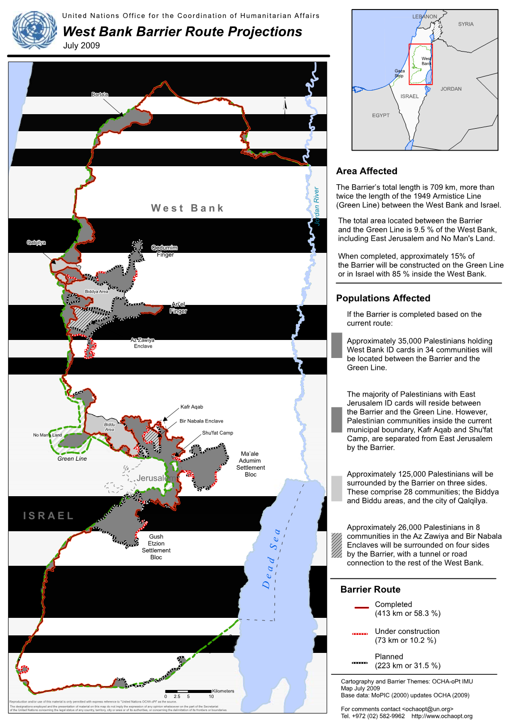 West Bank Barrier Route Projections July 2009