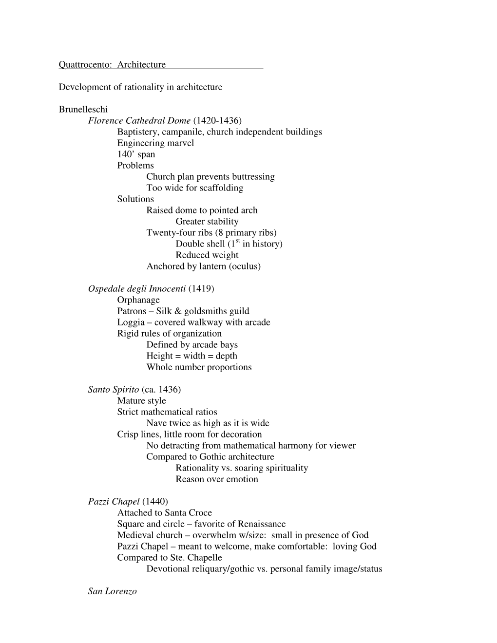 Quattrocento: Architecture Development of Rationality in Architecture